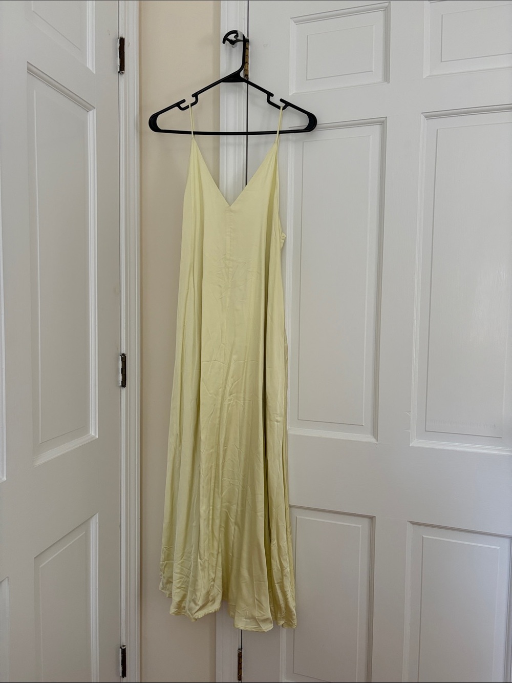 Lemon Slip Maxi Dress with V-Neck